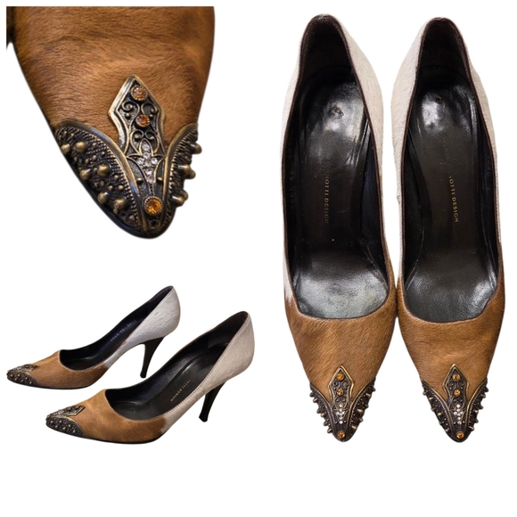 Giuseppe Zanotti Brown and Cream Heels - Picture 2 of 12